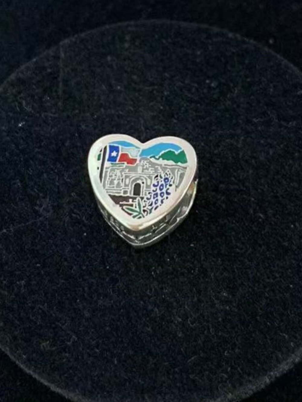 Pandora Texas Blue Bonnet Flag Charm Heart Bead S925 Silver with box